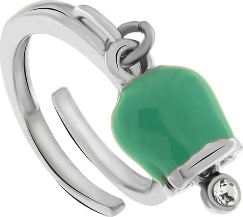 BYSIMON-Anello-Donna-in-Metallo-con-campanella-portafortuna-pendente-verde-acqua,-impreziosita-da-punto-luce