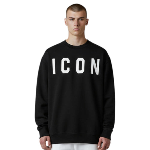 ICON felpa nera logo grande ICUF2W6F001