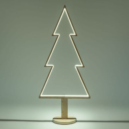 Abete triangolare luminoso con led multicolor e base in legno decorazione natalizia