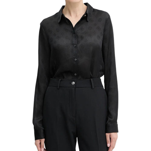 Guess camicia nera logo peony MARTHE W5YH1AWHCR2JBLK