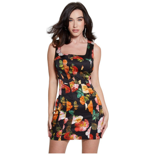 Guess abito a tubino nero fiori Alivia W4RK11 WEFC2 Vestiti Guess