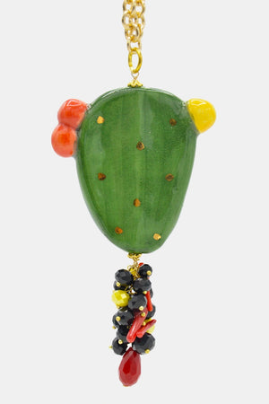 Collana con ciondolo pala fico ceramica | Leclaf Sicily