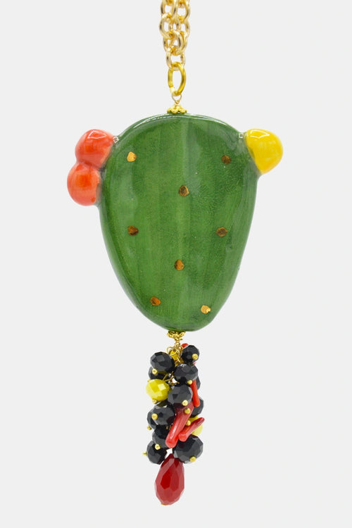 Collana con ciondolo pala fico ceramica | Leclaf Sicily