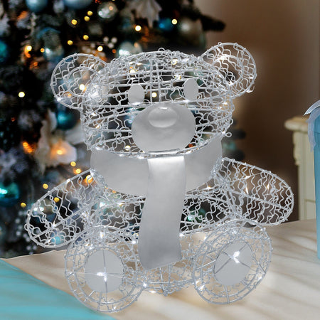 Orsetto "Teddy Bear" luminoso con led bianco freddo argento per interno
