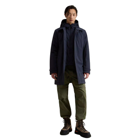 Woolrich giacche uomo woolrich - stretch 2in1 carcoat - blu da uomo