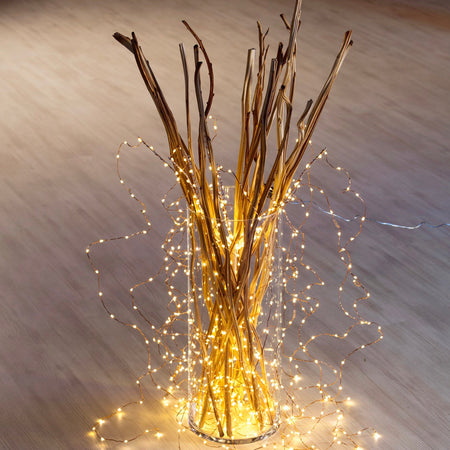 Cascata di luci con microled bianco caldo per esterno decorazione natalizie