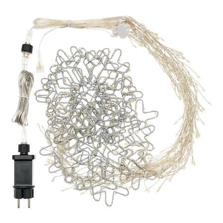 Cascata stalattite decorata cristalli di neve luminosi con led a luce fredda per esterno e interno