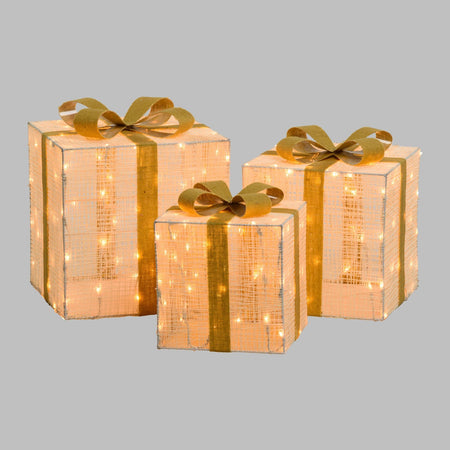 Pacchi regalo con telaio in metallo verniciato bianco per decorazioni natalizie set da 3