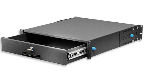 Cassetto Porta Tastiera 2U per Armadi Rack 19'' con Serratura Nero