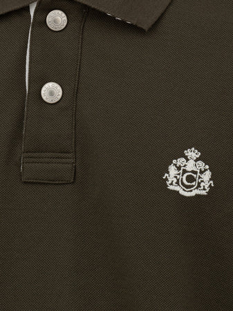 CANALI Polo Canali manica corta verde kaki da uomo