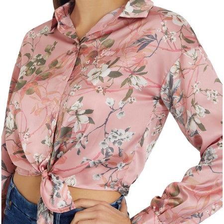 Guess camicia rosa floreale Bowed W3GH93 WD8G2