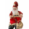 Pupazzo Babbo Natale seduto carillon in movimento con paillettes Rosse h 50 cm