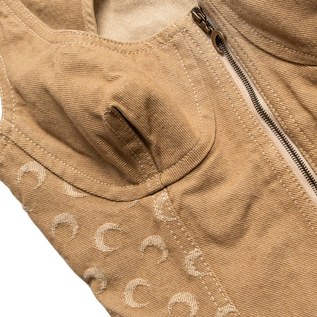 MARINE SERRE Moon Jacquard Twill Corset Top in Beige da donna