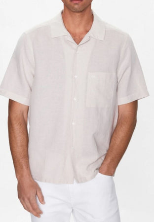 calvin klein CAMICIA LINEN COTTON CUBAN SS SHIRT da uomo