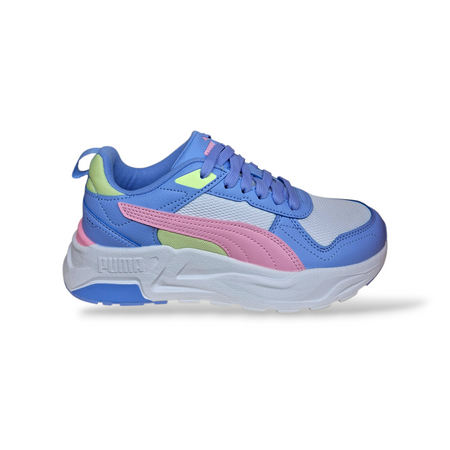Sneakers bambina PUMA Trinity celeste rosa bianco giallo con lacci