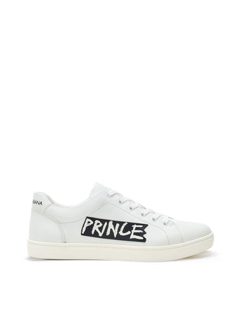 Dolce &amp; Gabbana Sneakers Bassa in Pelle Bianca 'Prince' da uomo