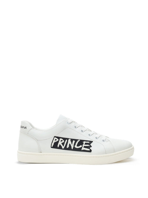 Dolce & Gabbana Sneakers Bassa in Pelle Bianca 'Prince' da uomo