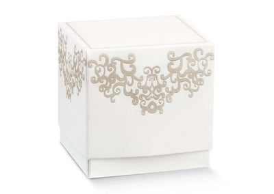 Bomboniera Scatolina Fleur Chantilly Bianca 9x9x9 cm