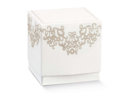 Bomboniera Scatolina Fleur Chantilly Bianca 9x9x9 cm