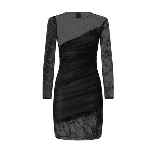 Pinko vestiti casual donna pinko - backgammon abito patch pizzi - nero da donna