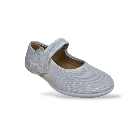 Ballerine bambina VUL-LADI bianco velcro fiore pizzo cerimonia eleganti