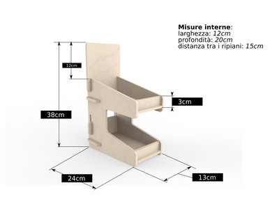 misure espositore legno