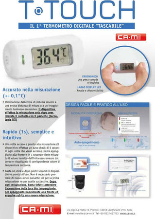 Ca-mi t-touch termometro ad infrarossi a contatto led 3 colori segnalatore allarme febbre temperatura neonati bambini adulti fronte suono Salute e cura della persona/Prodotti e apparecchiature mediche/Apparecchi diagnostici e di monitoraggio/Termometri e accessori/Termometri/Termometri per i neonati Sanitaria Gioia del Bimbo - Villa San Giovanni, Commerciovirtuoso.it