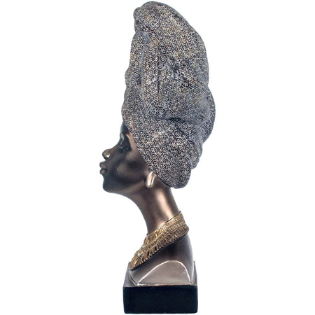 Busto decorativo in poliresina statua volto donna africana "Perla d'africa" h 40 cm