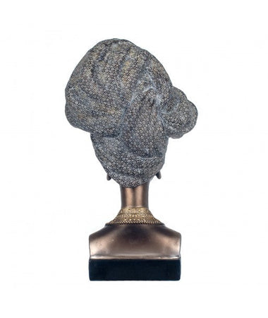 Busto decorativo in poliresina statua volto donna africana "Perla d'africa" h 38 cm