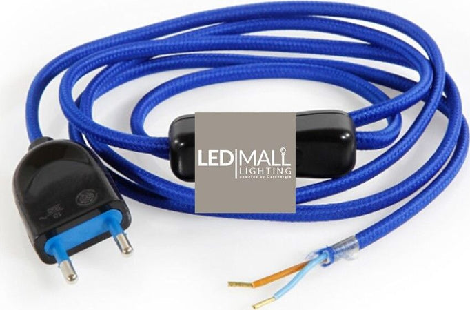 Cablaggio per lampada da tavolo con interruttore e spina blu Illuminazione/Illuminazione per interni/Lampadari lampade a sospensione e plafoniere/Componenti per lampadari/Cavi elettrici per lampadari Led Mall Home - Napoli, Commerciovirtuoso.it