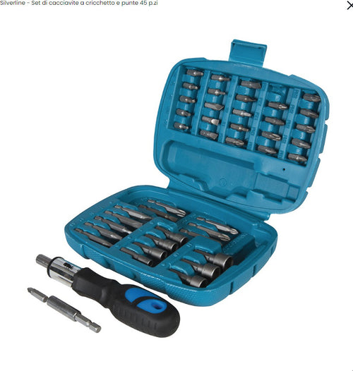 Cacciavite giravite a cricchetto Silverline set punte 45pz + valigetta Offerta