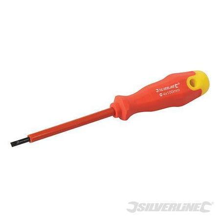 Cacciavite isolato a punta piatta Silverline acciaio cromo 4 x 100mm Silverline