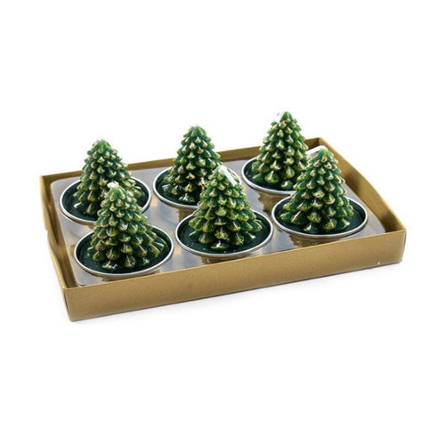 Set 6 Lumini a forma di Albero di Natale Wonderland con confezione regalo, 14 x 9,5 x h 6 cm