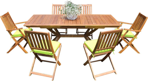 CAESAR---set-tavolo-da-giardino-allungabile-150/200x90-compreso-di-4-sedie-e-2-poltrone-in-legno-massiccio-di-acacia-Marrone-Milani-Home