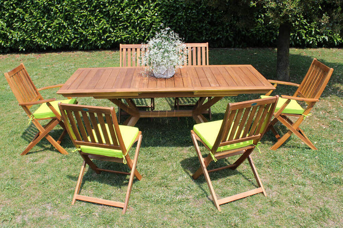 CAESAR---set-tavolo-da-giardino-allungabile-150/200x90-compreso-di-4-sedie-e-2-poltrone-in-legno-massiccio-di-acacia-Marrone-Milani-Home