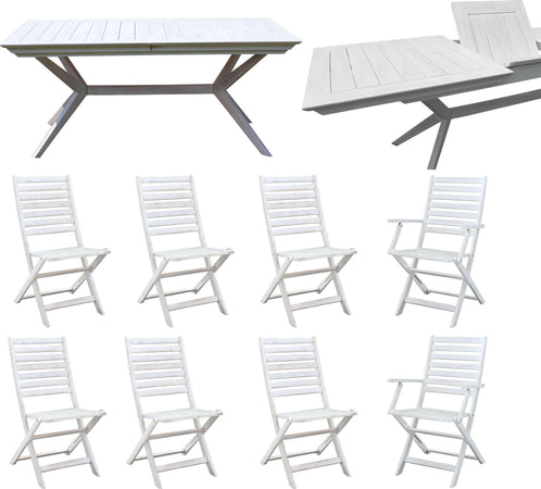 CAESAR---set-tavolo-da-giardino-allungabile-150/200x90-compreso-di-6-sedie-e-2-poltrone-in-legno-massiccio-di-acacia-Bianco-Milani-Home