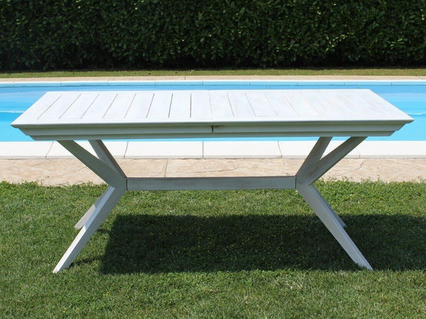 CAESAR---tavolo-da-giardino-allungabile-in-legno-massiccio-di-acacia-180/240x90-Bianco-Milani-Home
