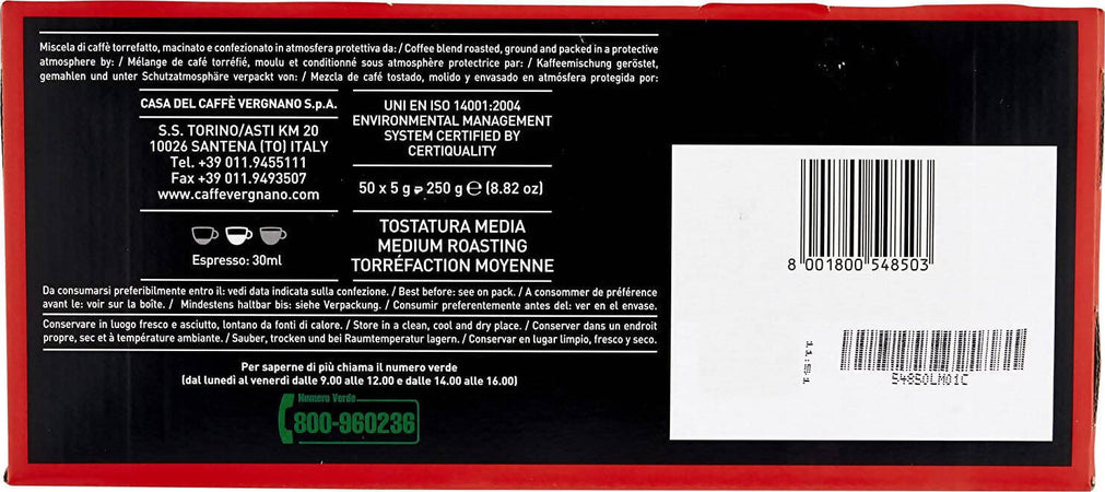 Caffè Vergano 50 Pezzi Caffè in Capsule Miscela Cremosa Capsule Compatibili Nespresso Compostabili Confezione Da 50 Pz Alimentari e cura della casa/Caffè tè e bevande/Caffè/Cialde e capsule di caffè Franco Pausa Caffè - Albano Laziale, Commerciovirtuoso.it