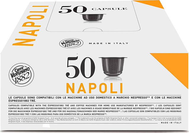 Caffè Vergnano 50 Capsule Compatibili Nespresso Miscela Napoli Super Cremoso Confezione 50 Pz Alimentari e cura della casa/Caffè tè e bevande/Caffè/Cialde e capsule di caffè Franco Pausa Caffè - Albano Laziale, Commerciovirtuoso.it