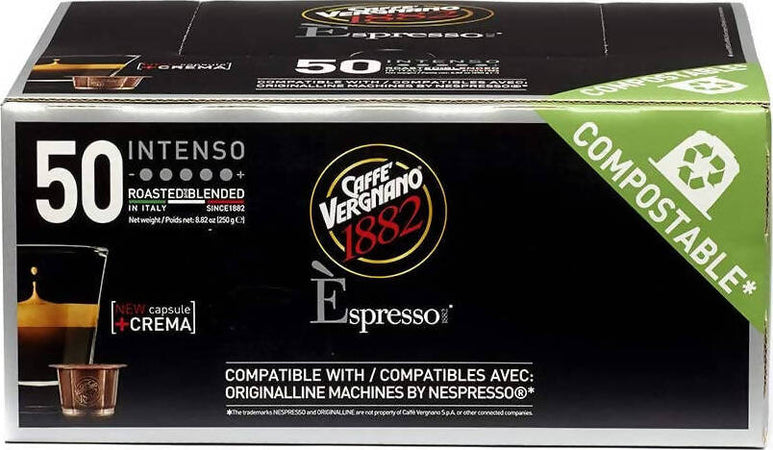 Caffè Vergnano 50 Pezzi Capsule Miscela Intenso Compatibili Nespresso Compostabili Confezioni Da 50 Pz Alimentari e cura della casa/Caffè tè e bevande/Caffè/Cialde e capsule di caffè Franco Pausa Caffè - Albano Laziale, Commerciovirtuoso.it