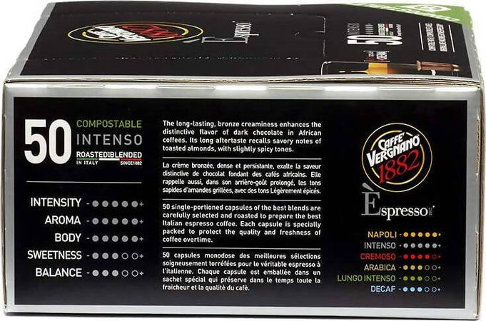 Caffè Vergnano 50 Pezzi Capsule Miscela Intenso Compatibili Nespresso Compostabili Confezioni Da 50 Pz Alimentari e cura della casa/Caffè tè e bevande/Caffè/Cialde e capsule di caffè Franco Pausa Caffè - Albano Laziale, Commerciovirtuoso.it