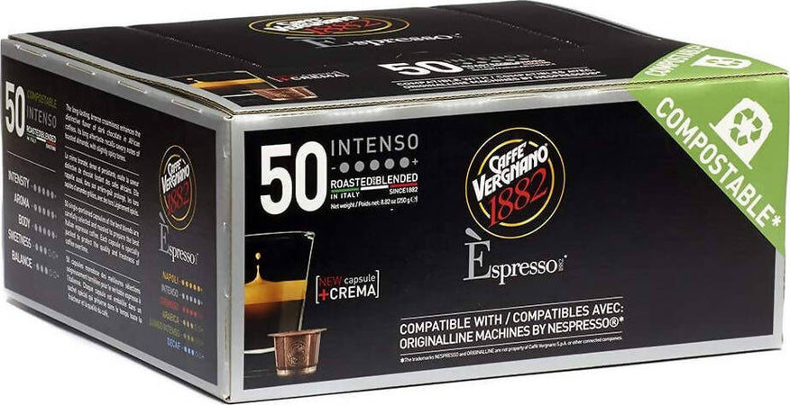 Caffè Vergnano 50 Pezzi Capsule Miscela Intenso Compatibili Nespresso Compostabili Confezioni Da 50 Pz Alimentari e cura della casa/Caffè tè e bevande/Caffè/Cialde e capsule di caffè Franco Pausa Caffè - Albano Laziale, Commerciovirtuoso.it