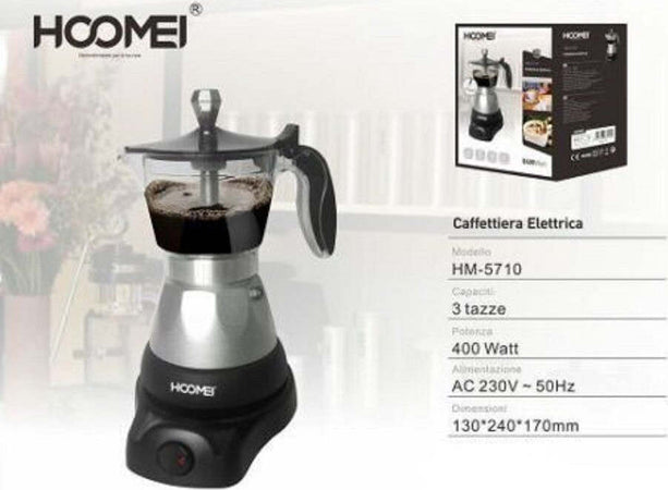 Caffettiera Moka Elettrica 400 Watt Per 3 Tazze Macchina Per Caffe Macinato Macchine per Caffè Trade Shop italia - Napoli, Commerciovirtuoso.it