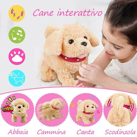 Cagnolino Cane Peluche interattivo Giocattolo Bambini Abbaia Cammbina e Mangia