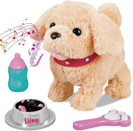Cagnolino Cane Peluche interattivo Giocattolo Bambini Abbaia Cammbina e Mangia