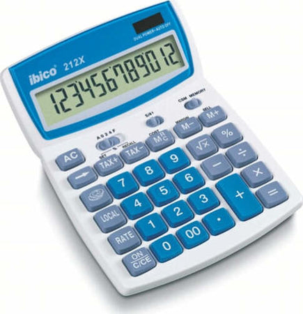 Calcolatrice da tavolo 212X - 12 cifre - bianco - Ibico Cancelleria e prodotti per ufficio/Elettronica per ufficio/Calcolatrici/Finanziarie Eurocartuccia - Pavullo, Commerciovirtuoso.it