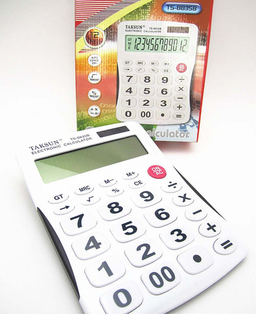 CALCOLATRICE DA TAVOLO CON ALIMENTAZIONE A BATTERIA A 12 CIFRE TAKSUN TS-8835B  Trade Shop italia - Napoli, Commerciovirtuoso.it