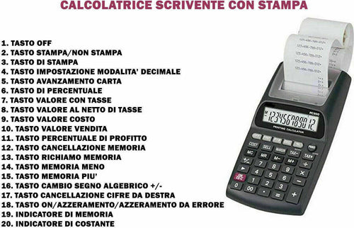 Calcolatrice portatile scrivente 12 cifre Display e calcol stampa ufficio CP1900 Cancelleria e prodotti per ufficio/Elettronica per ufficio/Calcolatrici/Stampanti Zencoccostore - Formia, Commerciovirtuoso.it