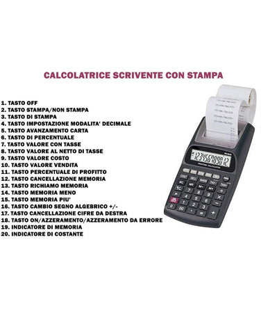 Calcolatrice Scrivente Con Display Lcd 12 Cifre Scontrino Stampato Non Fiscale