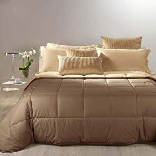 Caleffi-Bicolor-Trapunta,-Cotone,-Moka,-Singolo